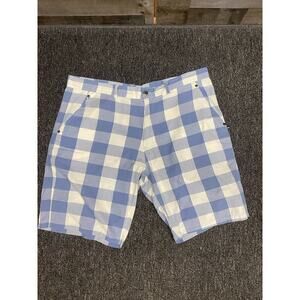 MAKIA Men’s Size 36 Blue White Plaid Flat Front Super Soft Lightweight Shorts